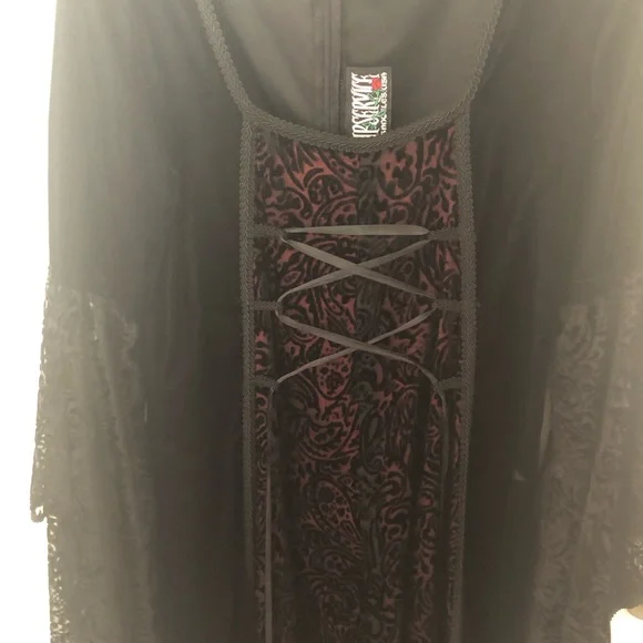 Vintage Lip Service Gothic Black and Red Dress - Picture 4 of 8